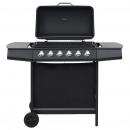 Gasgrill mit 6 Flammen Stahl Schwarz