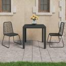 3-tlg. Garten-Essgruppe PVC Rattan Schwarz 