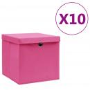 Aufbewahrungsboxen mit Deckeln 10 Stk. 28x28x28 cm Rosa