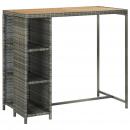 Bartisch mit Regal Grau 120x60x110 cm Poly Rattan