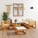 8-tlg. Garten-Lounge-Set mit Auflagen Creme Massivholz Akazie