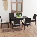 7-tlg. Garten-Essgruppe Poly Rattan Schwarz