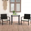 3-tlg. Garten-Essgruppe Poly Rattan Schwarz