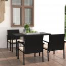 5-tlg. Garten-Essgruppe Poly Rattan Schwarz