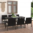 7-tlg. Garten-Essgruppe Poly Rattan Schwarz