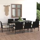 9-tlg. Garten-Essgruppe Poly Rattan Schwarz