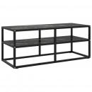 TV-Schrank Schwarz mit Schwarzer Marmor-Optik Glas 100x40x40 cm