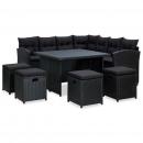 6-tlg. Garten-Lounge-Set mit Auflagen Poly Rattan Schwarz