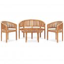 4-tlg. Garten-Lounge-Set Massivholz Teak