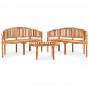 3-tlg. Garten-Lounge-Set Massivholz Teak