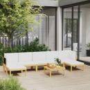 8-tlg. Garten-Lounge-Set mit Kissen Cremeweiß Massivholz Akazie