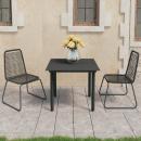 3-tlg. Garten-Essgruppe PVC Rattan Schwarz 