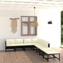 8-tlg. Garten-Lounge-Set mit Kissen Poly Rattan Schwarz