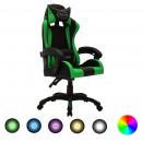 Gaming-Stuhl mit RGB LED-Leuchten Grün und Schwarz Kunstleder 