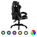 Gaming-Stuhl mit RGB LED-Leuchten Grau und Schwarz Kunstleder 