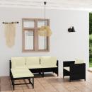 6-tlg. Garten-Lounge-Set mit Kissen Poly Rattan Schwarz