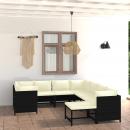 9-tlg. Garten-Lounge-Set mit Kissen Poly Rattan Schwarz