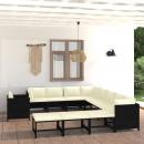 12-tlg. Garten-Lounge-Set mit Kissen Poly Rattan Schwarz