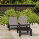 2-tlg. Garten-Lounge-Set mit Auflagen Kunststoff Grau