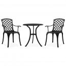 3-tlg. Bistro-Set Aluminiumguss Schwarz