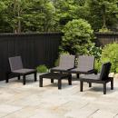 4-tlg. Garten-Lounge-Set mit Kissen Kunststoff Grau