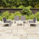 6-tlg. Garten-Lounge-Set mit Auflagen Kunststoff Weiß