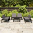 6-tlg. Garten-Lounge-Set mit Auflagen Kunststoff Grau