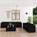 9-tlg. Garten-Lounge-Set mit Kissen Poly Rattan Schwarz