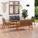 5-tlg. Garten-Lounge-Set mit Auflagen Massivholz Akazie