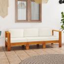 4-Sitzer-Gartensofa mit Cremeweißen Auflagen Massivholz Akazie