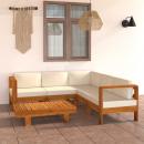 6-tlg. Garten-Lounge-Set mit Creme Auflagen Massivholz Akazie