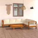 7-tlg. Garten-Lounge-Set mit Creme Auflagen Massivholz Akazie