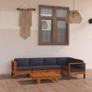 6-tlg. Garten-Lounge-Set mit Dunkelgrauen Auflagen Akazienholz