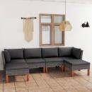 6-tlg. Garten-Lounge-Set mit Kissen Poly Rattan Grau