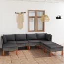 7-tlg. Garten-Lounge-Set mit Kissen Poly Rattan Grau