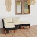 4-tlg. Garten-Lounge-Set mit Kissen Poly Rattan Schwarz