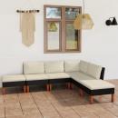 6-tlg. Garten-Lounge-Set mit Kissen Poly Rattan Schwarz