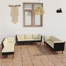 9-tlg. Garten-Lounge-Set mit Kissen Poly Rattan Schwarz