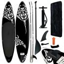 SUP-Board-Set Aufblasbar 366x76x15 cm Schwarz