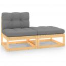 2-tlg. Garten-Lounge-Set mit Kissen Kiefer Massivholz