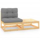 2-tlg. Garten-Lounge-Set mit Kissen Kiefer Massivholz