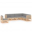 7-tlg. Garten-Lounge-Set mit Kissen Massivholz Kiefer