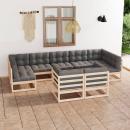 9-tlg. Garten-Lounge-Set mit Kissen Massivholz Kiefer