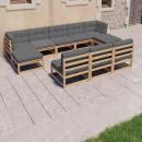 8-tlg. Garten-Lounge-Set mit Kissen Massivholz Kiefer