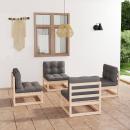 4-tlg. Garten-Lounge-Set mit Kissen Kiefer Massivholz