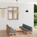 9-tlg. Garten-Lounge-Set mit Kissen Kiefer Massivholz