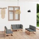 6-tlg. Garten-Lounge-Set mit Kissen Kiefer Massivholz