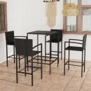 5-tlg. Gartenbar-Set Poly Rattan Schwarz