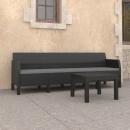 2-tlg. Garten-Lounge-Set mit Kissen PP Rattan Anthrazit