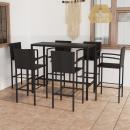 7-tlg. Gartenbar-Set Poly Rattan Schwarz